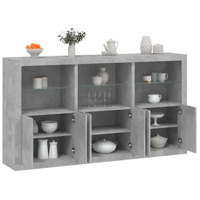 vidaXL Servantă cu lumini LED, gri beton, 181,5x37x100 cm