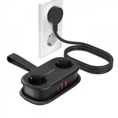 Prelungitor Orico APP, 2 x Schuko - 2 x USB-A - 1 x USB-C, Negru