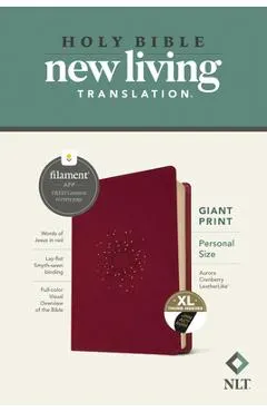 NLT Personal Size Giant Print Bible, Filament-Enabled Edition (Red Letter, Leatherlike, Aurora Cranberry, Indexed)