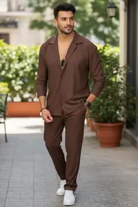 Trening barbati slim fit maro Pantaloni + Bluza C400 41-1.1