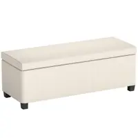 HOMCOM Bancă de Depozitare de 84L, din Țesătură cu Efect de Catifea și Oțel, 112x42x40 cm, Bej | Aosom Romania