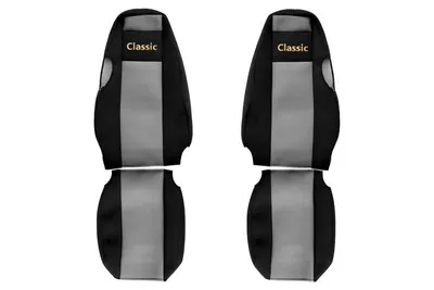 Set huse scaun textil camion compatibile cu SERIA 4 (01.1995-12.2004) cu tetiere integrate, Gri
