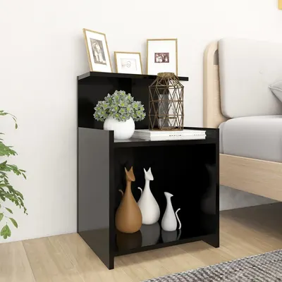 vidaXL Noptiere, 2 buc., negru, 40x35x60 cm, lemn compozit