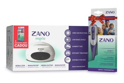 Nebulizator cu compresor pentru copii si adulti Zano Inspire + Termometru, Unicoms