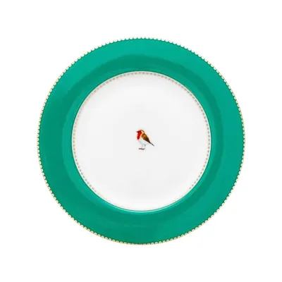 Farfurie din porțelan, Breakfast , Pip Studio, Green, 21 cm, colecția Love Birds