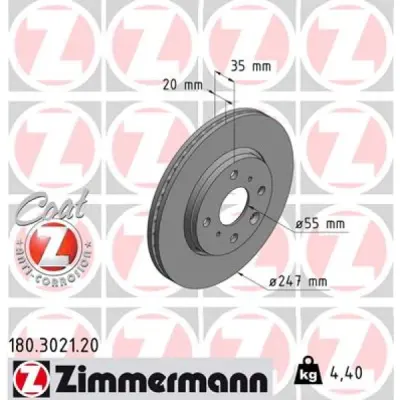 Disc frana ZIMMERMANN 180.3021.20