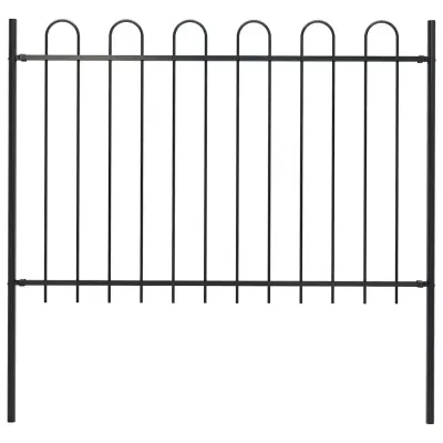 vidaXL Gard de grădină BOXTEL cu vârf circular din oțel, 170x120 cm, negru