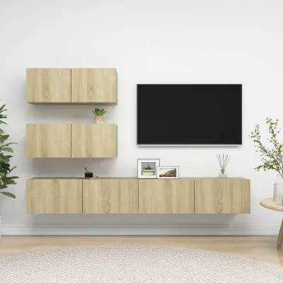 vidaXL Set dulapuri TV, 4 piese, stejar sonoma, lemn prelucrat