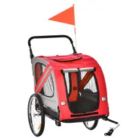 PawHut Remorcă Bicicletă pentru Câini 2-in-1, Carucior Animal de Companie, Cadru Oțel, Ataș de Călătorie | Aosom Romania