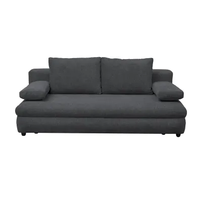 Canapea extensibila OLIMP, 3 locuri, cu arcuri si lada depozitare, gri inchis, 203x100x85 cm