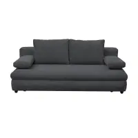 Canapea extensibila OLIMP, 3 locuri, cu arcuri si lada depozitare, gri inchis, 203x100x85 cm