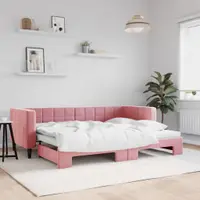 Gossi pat de zi cu extensie, roz, 80x200 cm, catifea