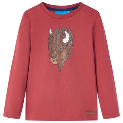 Tricou pentru copii cu mâneci lungi, roșu ars, 140