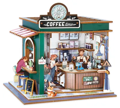 Dioramă din lemn Buki France - Cafenea (120 piese)