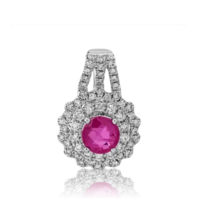 Pandantiv din aur alb cu rubin de 0.63ct si diamante de 0.25ct