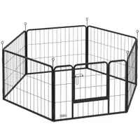 PawHut Țarc pentru Câini Portabil din 6 Panouri, 160x80x60 cm, Negru | Aosom Romania