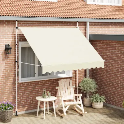 vidaXL Copertină retractabilă manual, crem, 250 cm