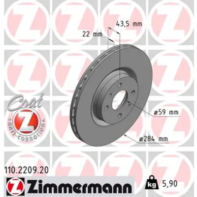 Disc frana ZIMMERMANN 110.2209.20