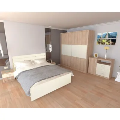 Dormitor Milano cu Pat Sonoma 140x200 cm