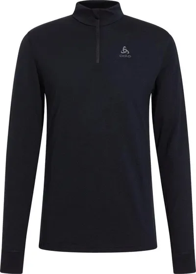 ODLO Baselayer Top Lange Mouwen Halve Rits Merino 2 Thermoshirt ZWART S