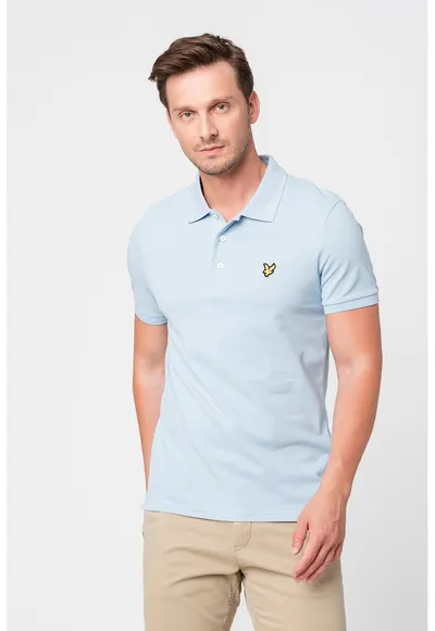 Tricou polo din material pique - Albastru lavanda