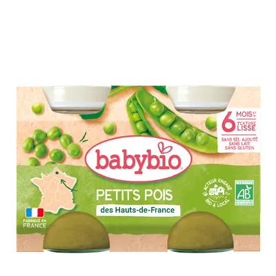 Piure de mazare Bio, 2 x 130g, BabyBio