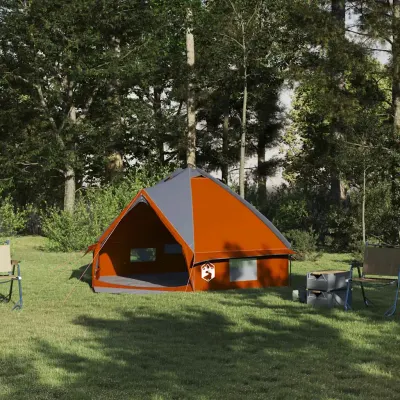 vidaXL Cort Teepee pentru 4 persoane 4 persoană Gri și Portocalie