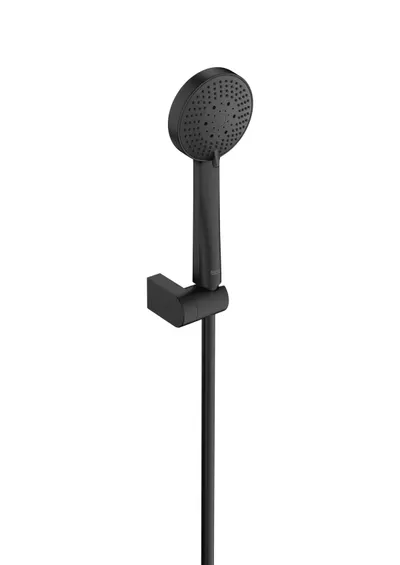 Set para dus Roca Stella A5B8313NB0, racord 1/2, 100 mm, 3 functii, furtun/suport, mat, Negru