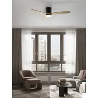 Lustra cu ventilator ALOA Nisipiu Negru Metal & Acrylic Natural Lemn Color Blades LED 18 Wat 2190Lm 220-240Volt IP20 3000-4000-6500K 40Wat Rated Power & 6 Speeds cu Remote Control Summer & Winter Mode 10 Years Warranty of Motor