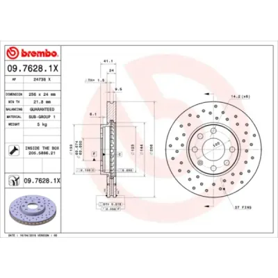Disc frana BREMBO 09.7628.1X