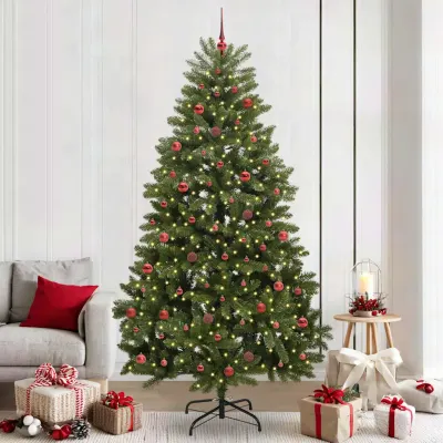 vidaXL Brad de Crăciun artificial 240 cm 300 LED-uri Alb cald Verde
