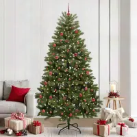 vidaXL Brad de Crăciun artificial 240 cm 300 LED-uri Alb cald Verde