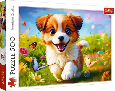 Puzzle Trefl din 500 piese - Cățeluș fericit