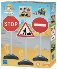 Set de joacă Ecoiffier - Indicatoare rutiere, 3 bucăți, 65 cm
