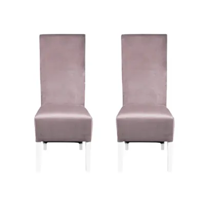 Set 2 scaune living VANESSA, picioare lemn alb, stofa roz pudra, 47x60x110 cm