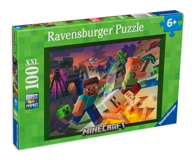 Puzzle Ravensburger din 100 XXL de piese - Monștrii din Minecraft