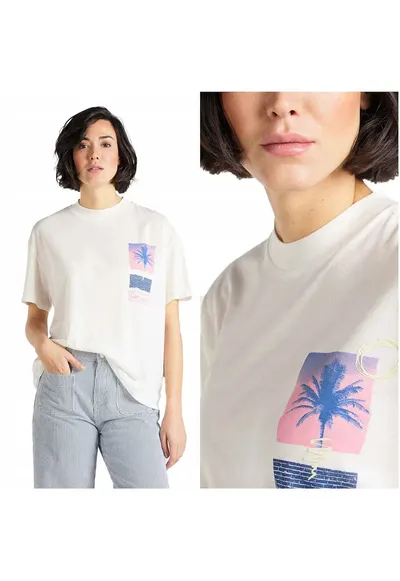 Tricou Dama - Oversized Tee - Regular Fit - Maneci Scurti - Design Clasic - Cu Grafica - Bumbac - Marime S - Alb