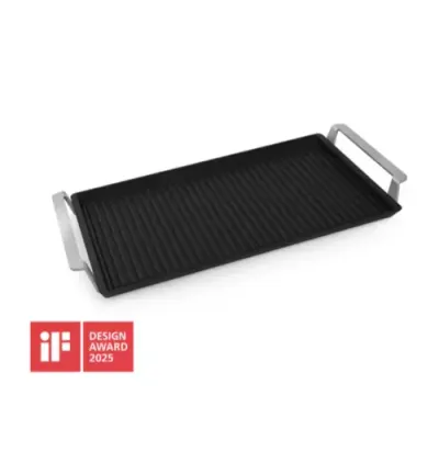 Plancha Grill AEG A9HHPG11, Universala pentru plite gaz, inductie, vitro, barbecue, 46.6 x 25.3 x 4.5 cm (Negru)