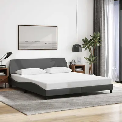 vidaXL Cadru de pat, Dover, gri închis, 160x200 cm, textil
