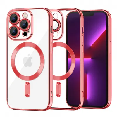 Husa MagSafe pentru Apple iPhone 13 Pro, Techsuit, Luxury Crystal, Rosie