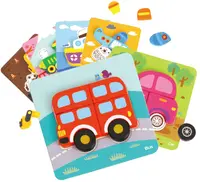 Puzzle 3D din lemn Tooky Toy - Transportation, 6in1