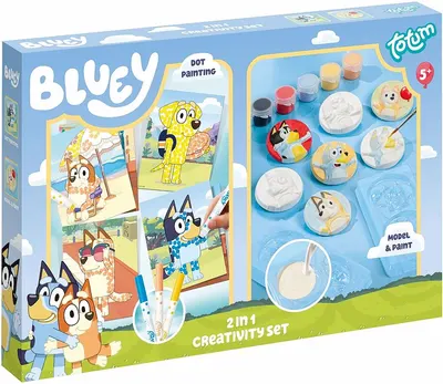 Set creativ Totum Bluey - Decorează singur figurine și felicitări din ipsos