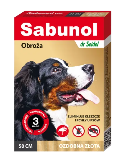 Sabunol Dog GPI, Zgarda Antiparazitara Caini 10-25 kg, Culoare Gold (50cm)