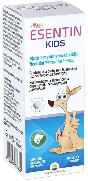 Esentin Kids Sirop pentru funcționarea normală a ficatului, 100 ml, Sun Wave Pharma