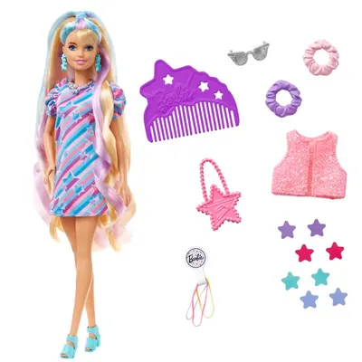 Papusa Barbie cu accesorii Tottaly Hair Star