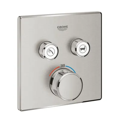 Unitate comanda Grohe Grohtherm SmartControl, 2 iesiri, termostat, necesita valva, mat, otel satinat, 29124DC0