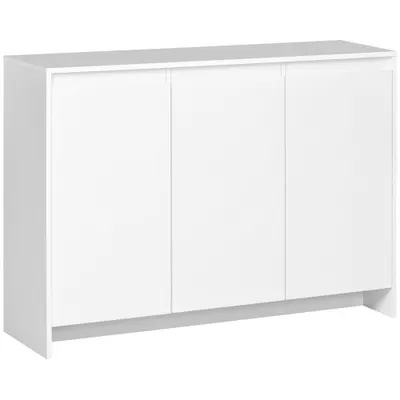 HOMCOM Bufet Modern cu 12 Rafturi, PAL, pentru Bucătărie, Sufragerie, Hol, 120x35x85 cm, Alb, Spațiu Amplu de Depozitare | Aosom Romania