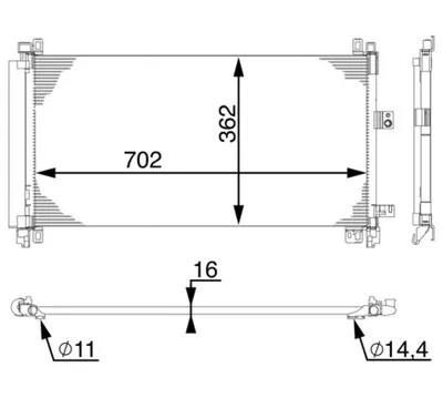 Condensator climatizare (cu uscator) potrivit CITROEN C5 III, C6; PEUGEOT 407, 508 I, 508 KOMBI 2.2D 3.0D 06.06
