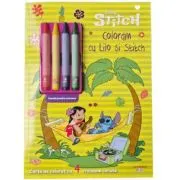 Disney. Stitch. Coloram cu Lilo si Stitch. Carte de colorat cu 4 creioane cerate