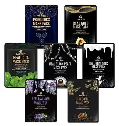 Pax Moly Set - Mască tip șervețel pentru față, 01, 7 x 25 ml